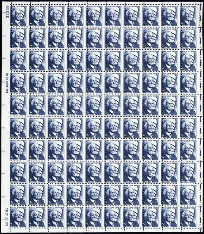 1282, Mint NH 2¢ - Full Misperforated Error Sheet of 100 Stamps - Stuart Katz