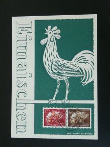 bird rooster maximum card Luxembourg Caritas 1954