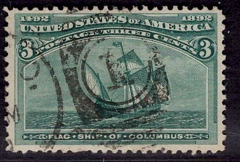 US Stamp #232 3c Columbian USED SCV $15