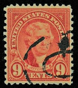 SC# 641 - (9c) - Jefferson, orange red, used single