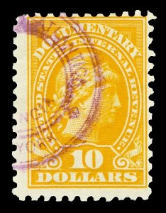 Scott R259 1928 $10.00 Perf 10 Documentary Revenue Used Fine Cat $75