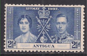 Antigua 1937 KGV1 2 1/2a Coronation Blue MM SG 97 ( L473 )