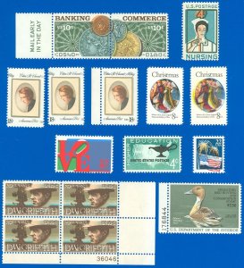 USA EFO / Color Shift Error Lot of 10 Different Stamps Items, W/ 2 Normals (SK)