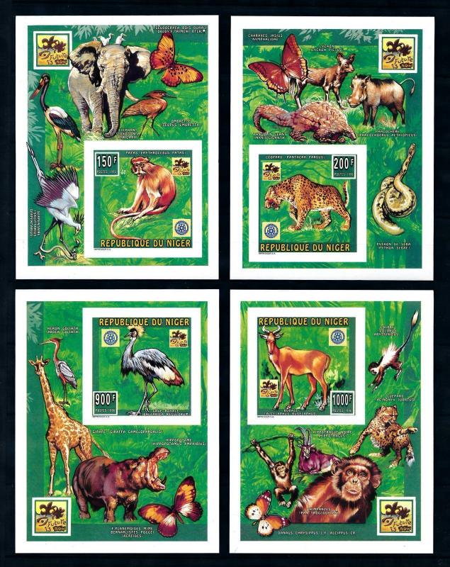 [76547] Niger 1996 World Jamboree Scouting Wild Life 4 Imperf. Sheets MNH