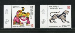 CENTRAL AFRICA  2021 YEAR OF THE TIGER SET OF TWO  MINT NH
