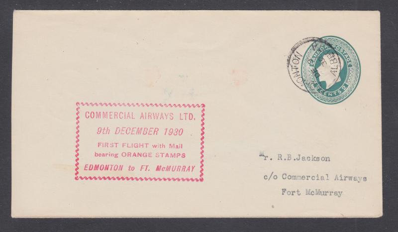 Canada Sc CL50 on 1930 Commercial Air First Flight Cover EDMONTON-FT.McMURRAY