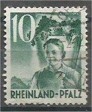 RHINE PALATINATE, 1949, used 10pf, Girl Scott 6N34