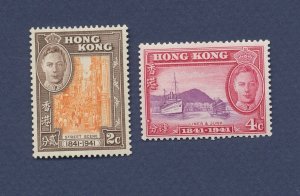 HONG KONG - Scott 168 & 169   - unused  hinged - King George VI - 1941