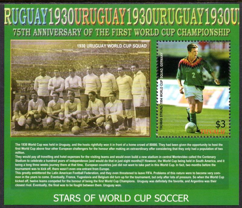 TUVALU 974-975 S/S MNH SCV $15.25 BIN $9.25 WORLD CUP SOCCER