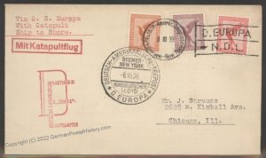 Germany 1930 Europa Schleuderflug 8.10.1930 Catapult Cover Airmail Cachet 103306