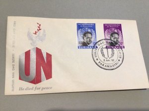 Suriname 1962 Dag Hammarskjöld He Died For Peace  stamps postal cover Ref 64607 