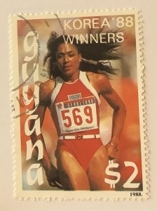 Guyana 1989 Scott 2014 CTO- $2, Summer Olympics, Seoul, Florence Griffith Joyner