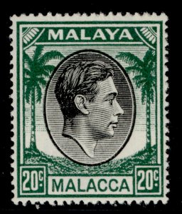 MALAYSIA - Malacca GVI SG11, 20c black & green, LH MINT.