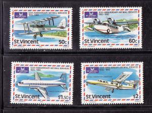 St. Vincent # 643-646, Airplanes, Mint NH