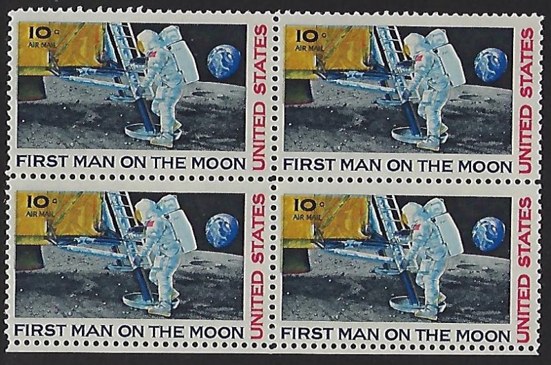 Catalog # C 76 Block of 4 Stamps First Man on the Moon Space Astronaut