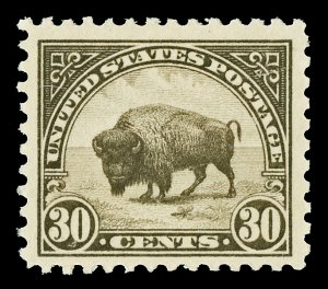 Scott 569 1923 30c Buffalo Flat Plate Issue Mint F-VF OG LH Cat $22.50