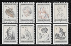 Austria Scott 846-53 MNHOG - 1969 Albertina Etchings Collection - SCV $3.60