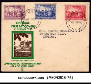 AUSTRALIA 1937 COMMEMORATING THE SESQUICENTENARY OF NEW SOUTH WALES - FDC