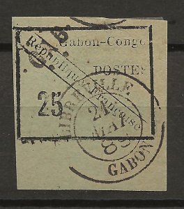 Gabon 15 Used Signed VF 1889 SCV $950.00 (jr)