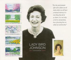 US 4716 Lady Bird Johnson forever sheet (6 stamps) MNH 2012