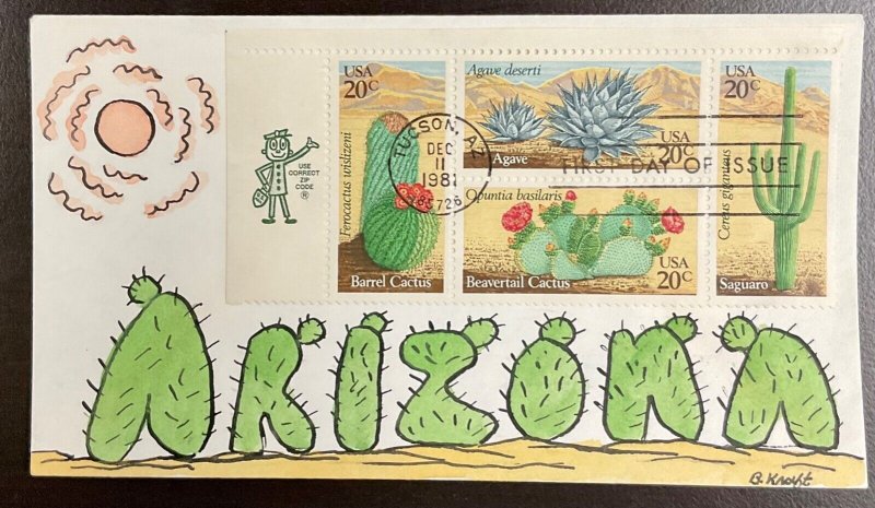 1942-45 B. Kraft Cachet Hand drawn/painted cachet Desert Plants FDC 1981  