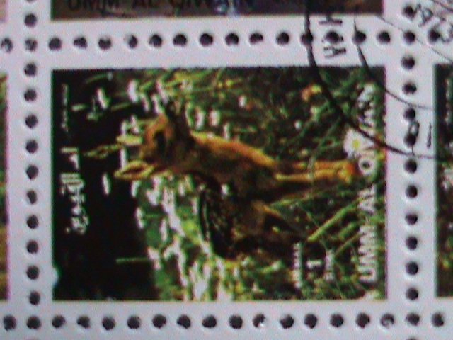 UMM AL QIWAIN-COLORFUL LOVELY WORLD WILD ANIMALS CTO MINI SHEET VERY FINE