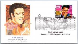 U.S. CACHETED FIRST DAY COVER ELVIS PRESLEY VELVET-VOICED SON MEMPHIS 1993