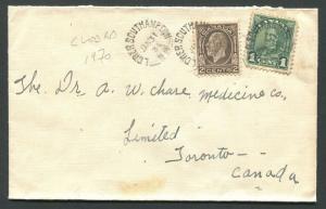 NEW BRUNSWICK SPLIT RING TOWN CANCEL COVER LOWER SOUTHAMPTON