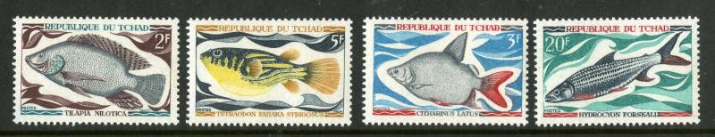 CHAD 218-221 MNH SCV $8.15 BIN $4.10 FISH