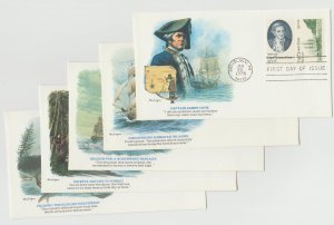 FDC First Day Cover # 1732-3 Captain Cook 5 Different Fleetwood Charles Lundgren