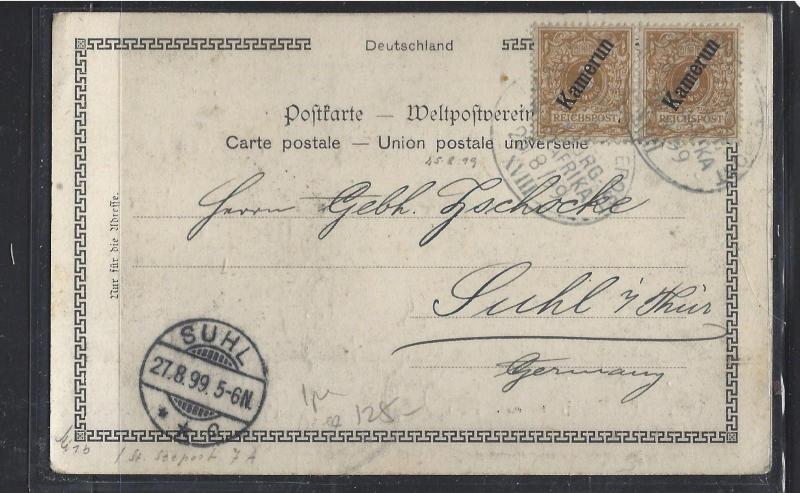 GERMAN CAMEROUN (P1809B) 1899 PPC 3PFX2  KAMERUN TO GERMANY   NICE