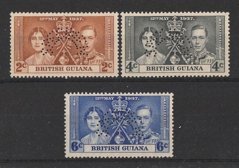 BRITISH GUIANA : 1937 KGVI Coronation set 2c-6c, SPECIMEN. MNH **.
