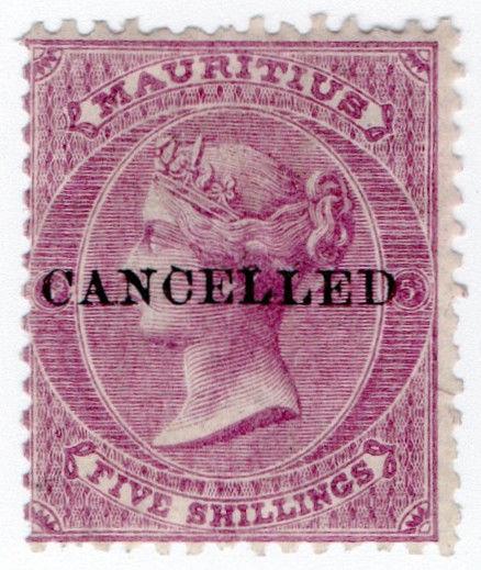 (I.B) Mauritius Postal : 5/- Bright Mauve (SG 72)