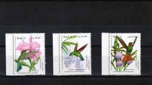 Brazil 1991 Sc#2335/2337  Birds/Orchids/Brapex VIII Set (3) MNH