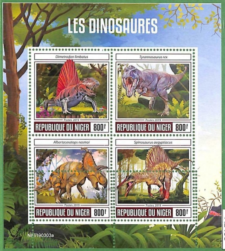 A2435 - NIGER - ERROR: MISPERF Miniature sheet - 2019 Dinosaurs, Prehistory