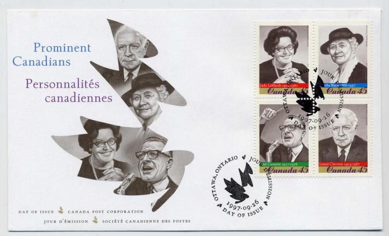 Canada First day cover #1664a, Prominent Canadians