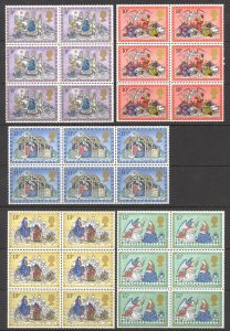 Great Britain Sc# 879-883 MNH Blocks/6 1979 8p-15p Christmas