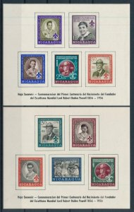 [103205] Nicaragua 1957 Baden Powell scouting jamboree 2 Souvenir sheets MNH