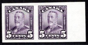 Scott 153b, Canada, Imperf Pair, MLHOG, 5c, KGV Scroll Issue, C/V $150 in 2021