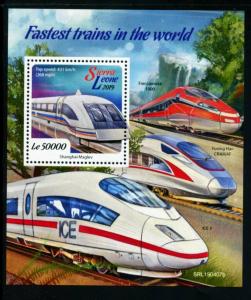 SIERRA LEONE 2019 FASTEST TRAINS IN THE WORLD  SOUVENIR  SHEET MINT NH