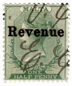 (I.B) Malta Revenue : Duty Stamp ½d (heavy overprint)