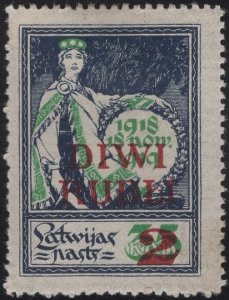 Latvia 1920-21 MH Sc 88 2r on 35k Allegory of Independence