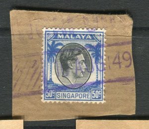 STRAITS SETTLEMENTS; 1940s early GVI issue fine used POSTMARK PIECE