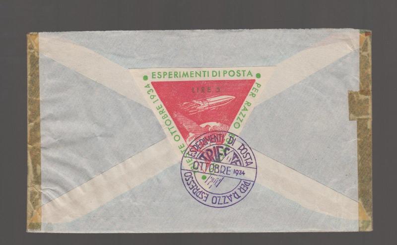 1934 Trieste Italy Rocket Mail Cover to England