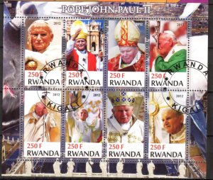 {g1722} Rwanda 2012 Pope John Paul II sheet Used / CTO Cinderella
