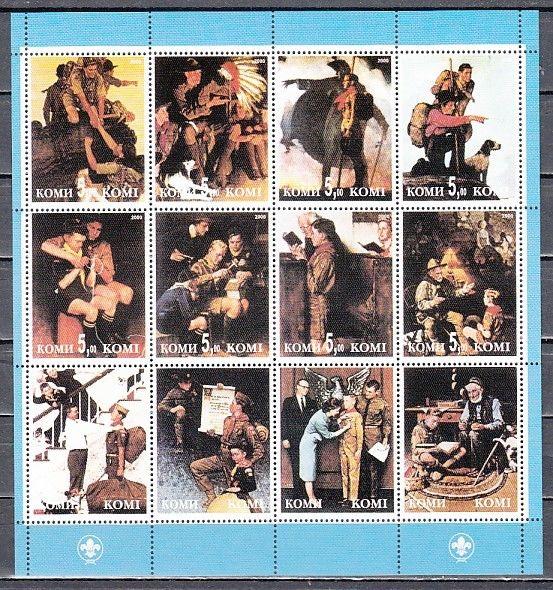 Komi, 2000 Russian Local. Norman Rockwell`s Scout Illustrations sheet of 12. ^