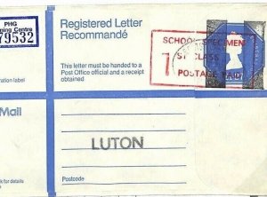 GB GPO TRAINING Registered Letter *SCHOOL SPECIMEN* Stationery Cover 1980s AD169