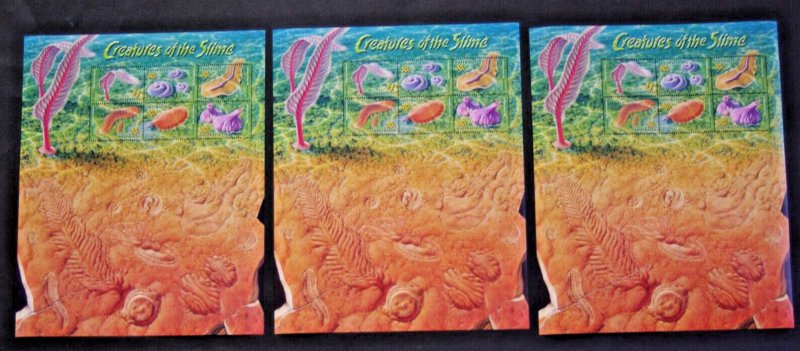 Australian Stamps 2005 Creatures of Slime X3 Miniature Sheets $1 + 50c First   Y