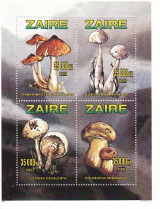 Zaire Unlisted Mushroom Souvenir Sheet, Mint Never Hinged