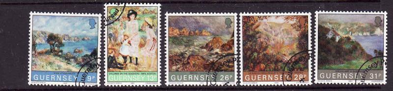 Guernsey-Sc#264-8-used set-Renoir Paintings-1983-